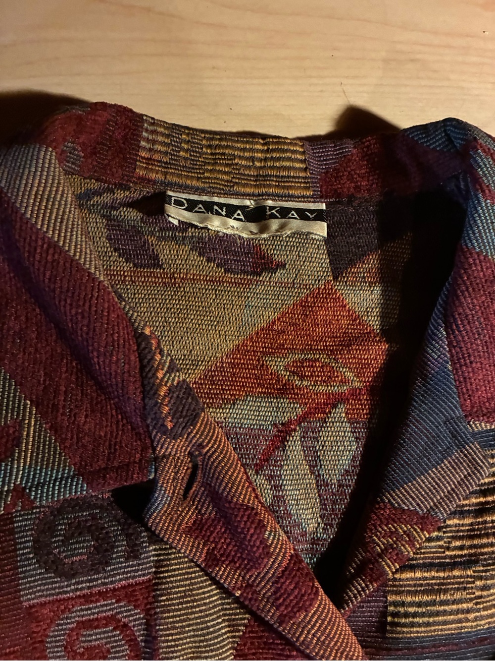 Dana Kay Multicolor Geometric Leaf Pattern Button Front Jacket - Picture 3 of 6